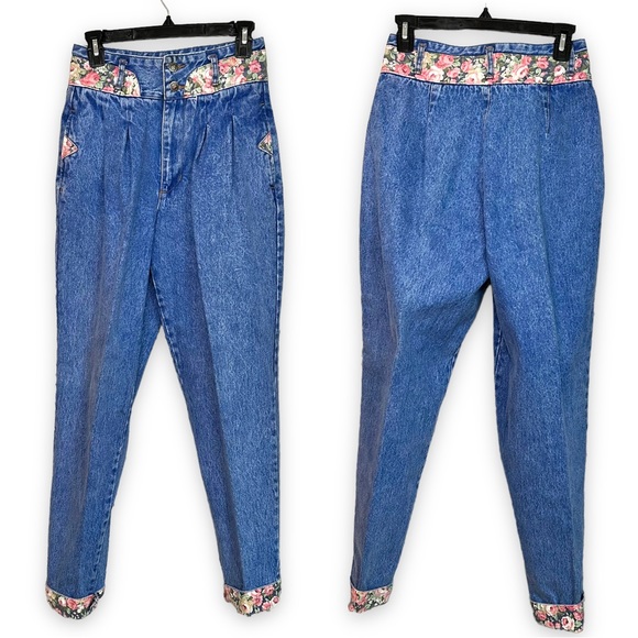 Vintage Manisha Jeans High Rise Floral Detail Acid Wash Women's Size 9 / 27 - Picture 3 of 16